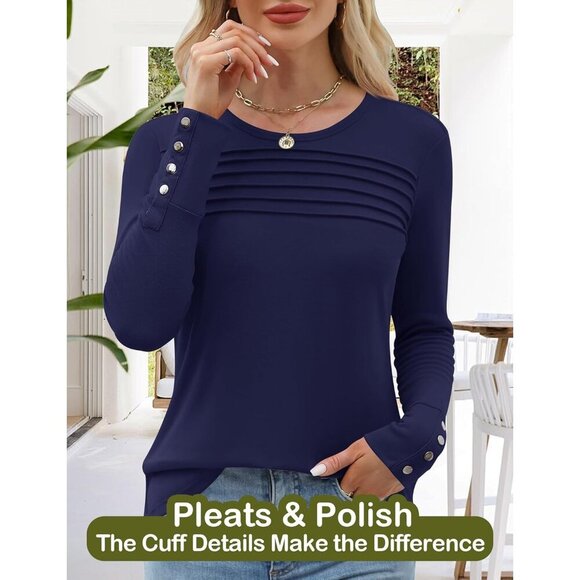 Women’s Long Sleeve Blouse Fall Casual Dressy Tops for Work and Outings - Picture 2 of 6